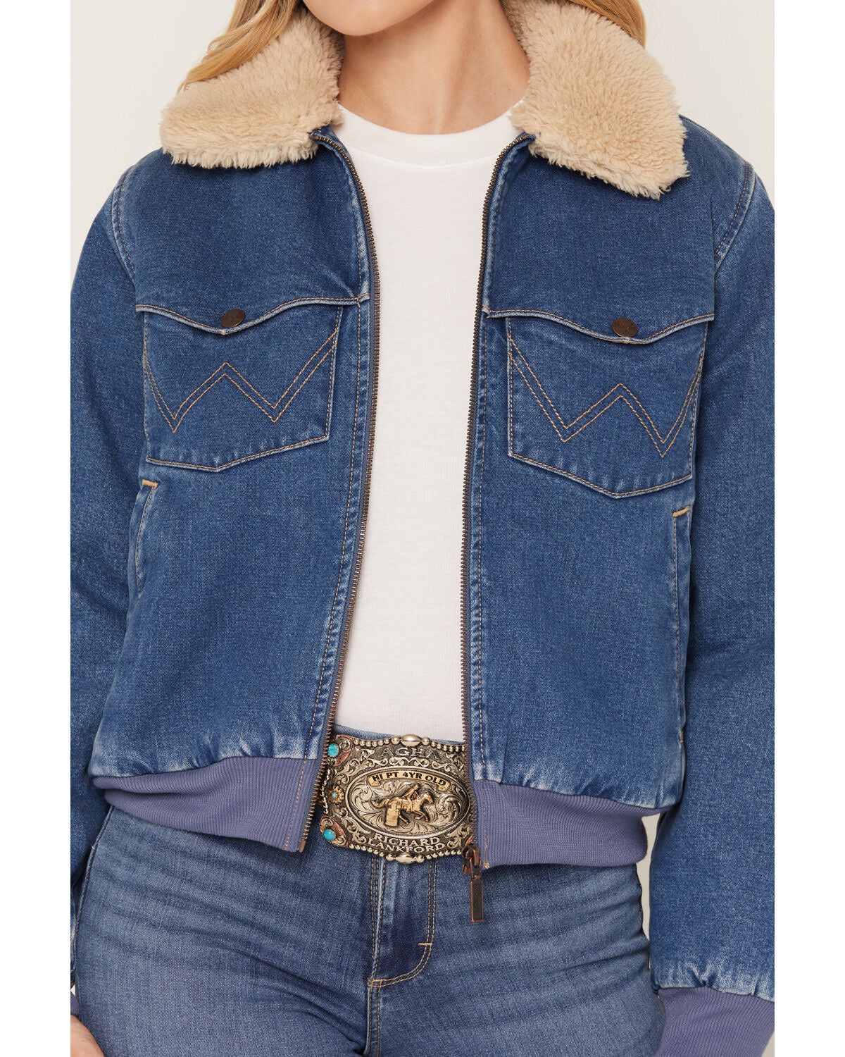 Image #3 - Wrangler Retro Women's Medium Wash Denim Bomber Jacket, Medium Wash, hi-res