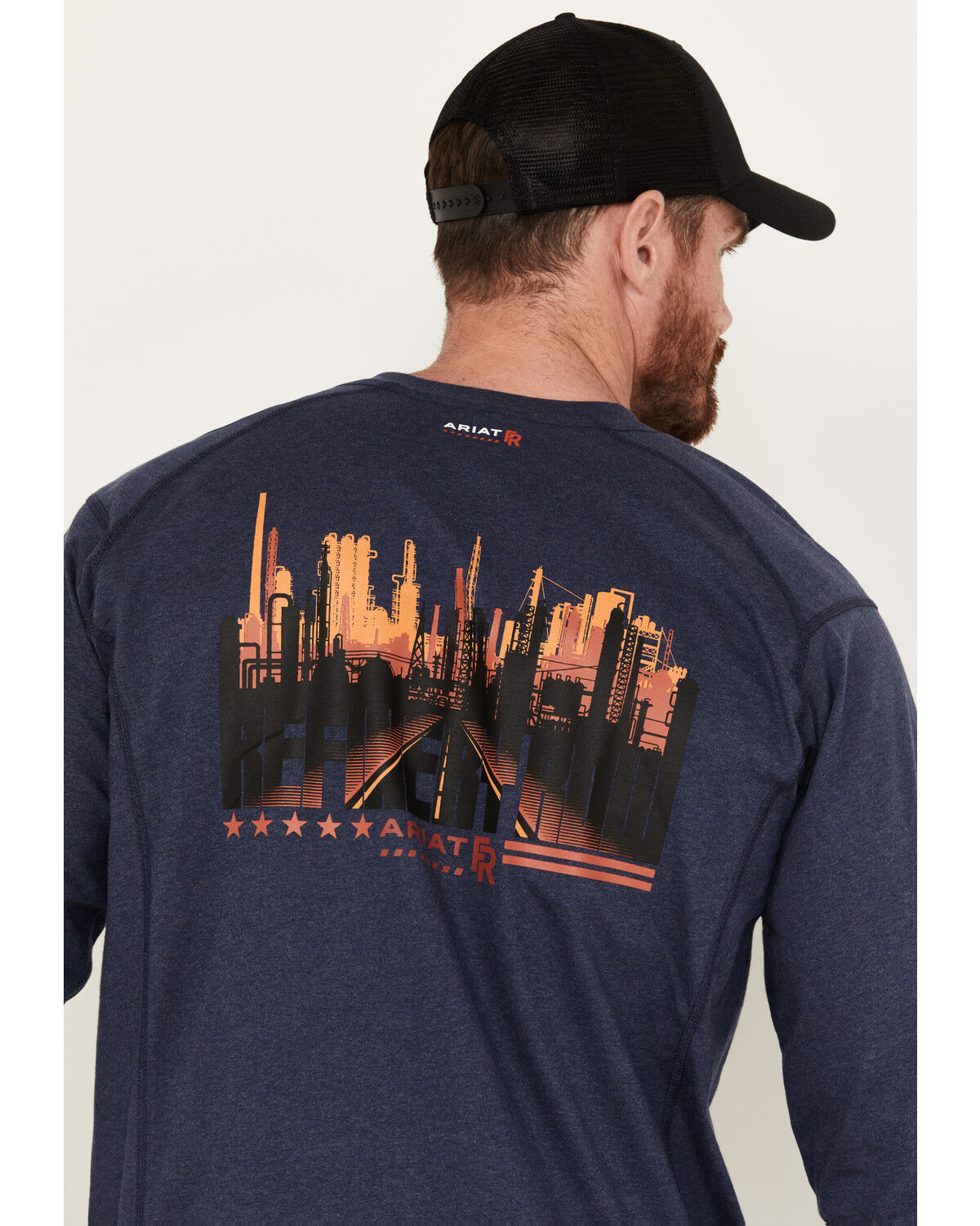 Image #4 - Ariat Men's Rebar FR Air Refinery Henley Long Sleeve Work Shirt - Tall, Navy, hi-res