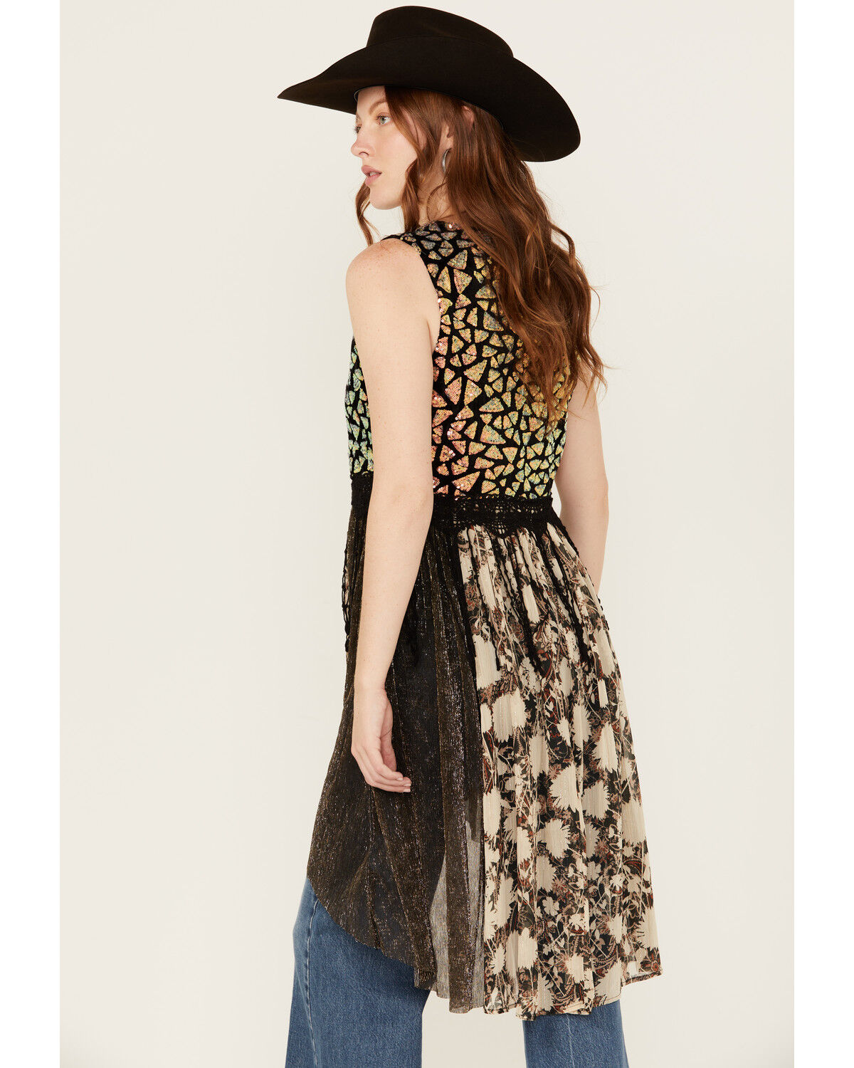 Image #4 - Miss Me Women's Sequins High Low Vest, Multi, hi-res