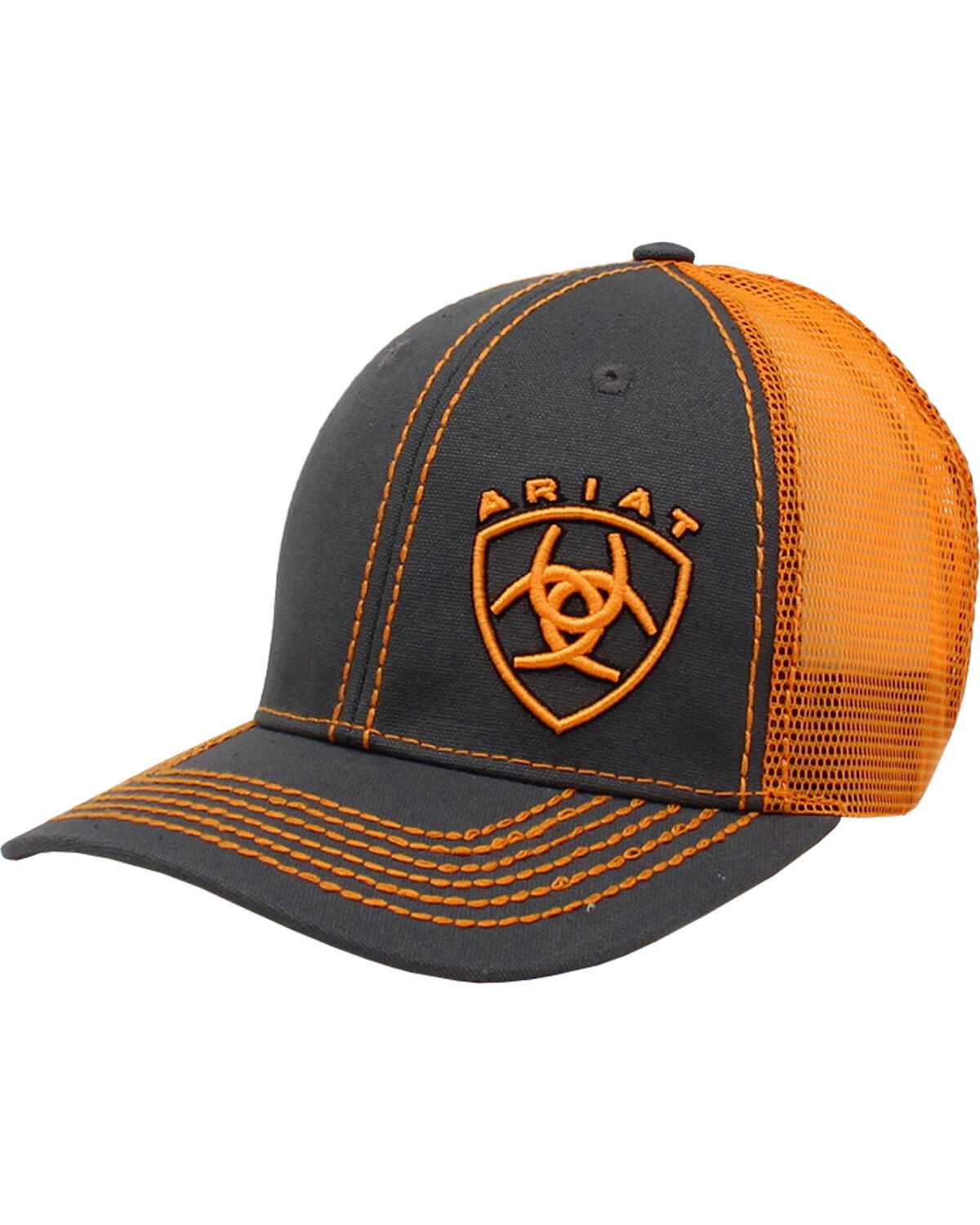 Image #1 - Ariat Men's Offset Logo Ball Cap, Grey, hi-res