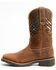 Image #3 - RANK 45® Women's Inspired Stars and Stripes Inlay Shaft Performance Leather Western Boots - Broad Square Toe, Brown, hi-res