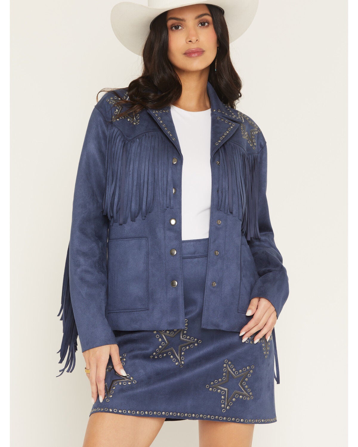 Image #5 - Idyllwind Women's Starview Studded Faux Suede Mini Skirt, Dark Blue, hi-res