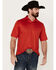 Image #1 - Cinch Men's ARENAFLEX® Cowboy Print Short Sleeve Performance Polo, Red, hi-res