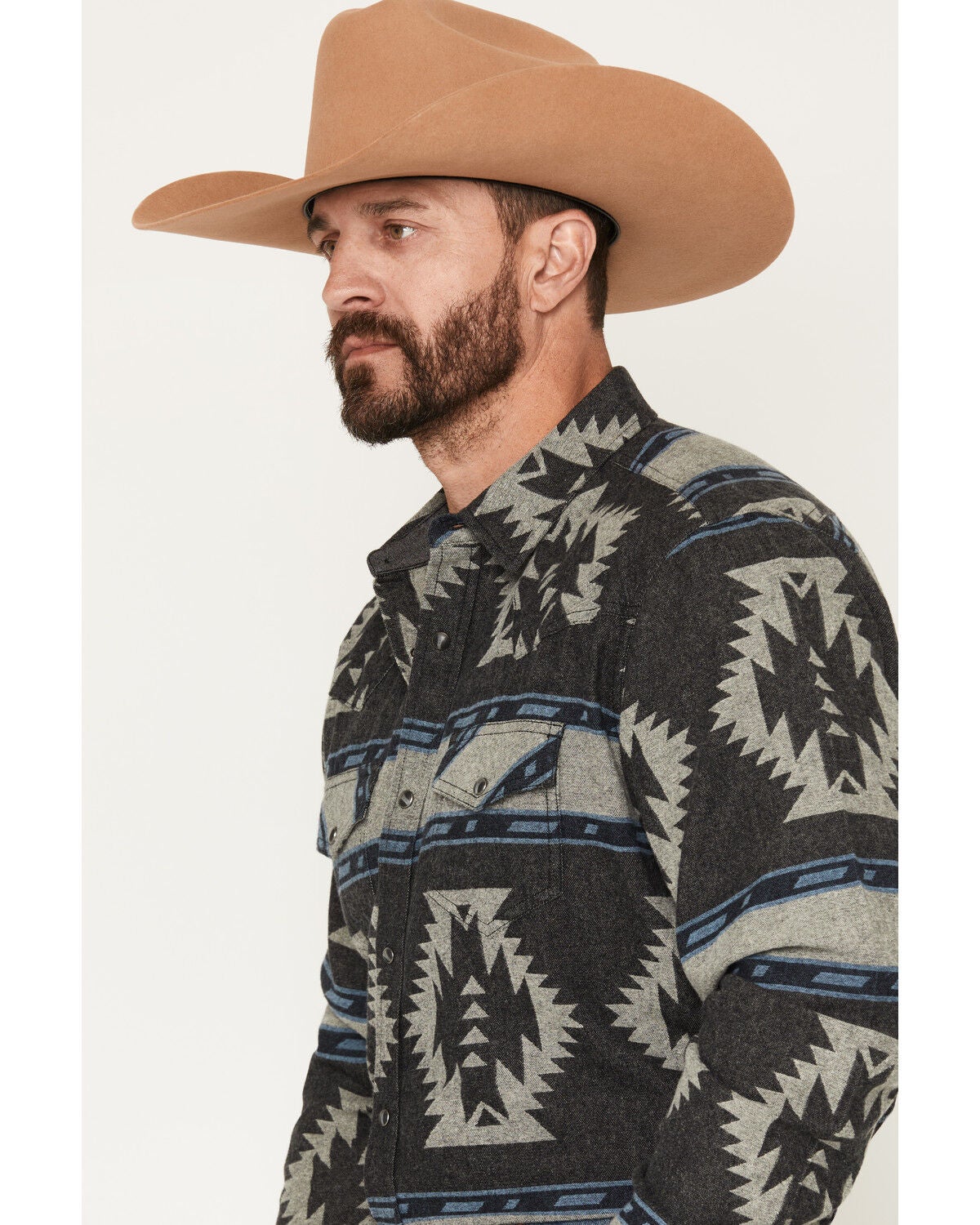 Image #2 - Cody James Men's Sun Burn Southwestern Print Long Sleeve Snap Flannel Shirt, Black, hi-res