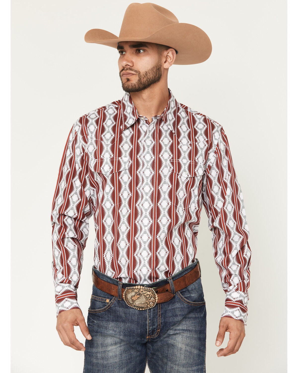 Product Name: Wrangler Men's Checotah Southwestern Print Long Sleeve Snap Western Shirt