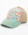 Catchfly Women's Southwestern Print Embroidered Distressed Ponytail Ball Cap, Multi, hi-res