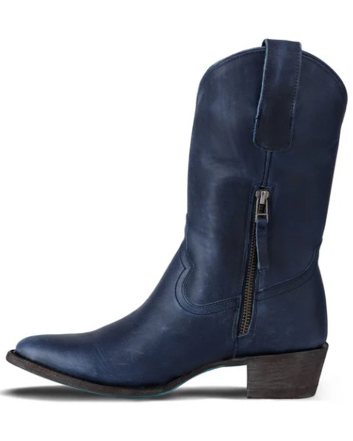 Image #3 - Lane Women's Plain Jane Midi Western Boots - Round Toe, Navy, hi-res