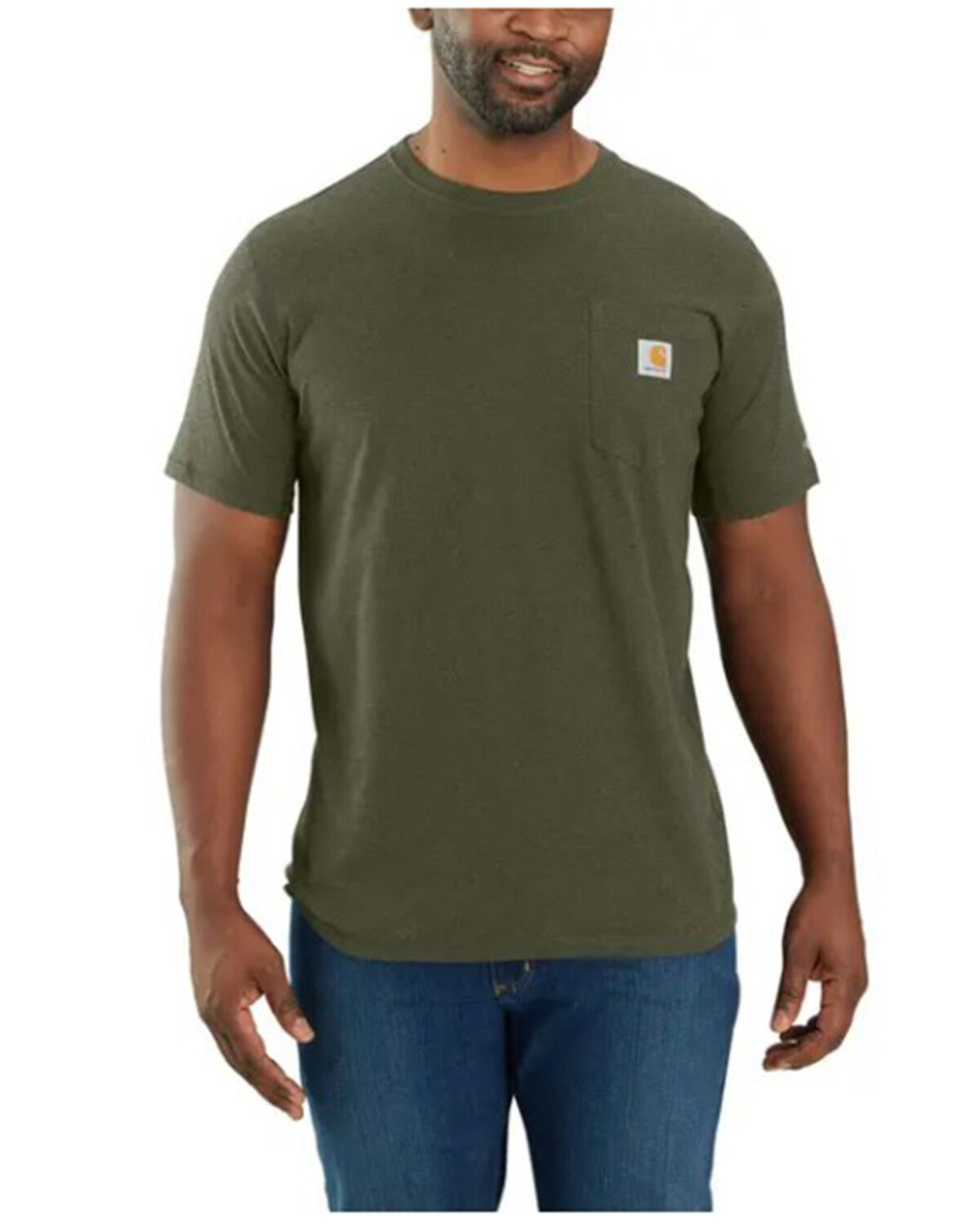 Image #1 - Carhartt Men's Force Relaxed Fit Midweight Short Sleeve Pocket T-Shirt - Tall, Green, hi-res
