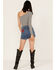 Rock & Roll Denim Women's Medium Wash High Rise Red Star Denim Shorts, Medium Wash, hi-res