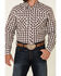 Wrangler 20X Men's AC Burgundy Plaid Long Sleeve Snap Western Shirt , Burgundy, hi-res