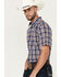Image #2 - Cody James Men's Tequila Sunrise Plaid Print Short Sleeve Button-Down Stretch Western Shirt, Navy, hi-res