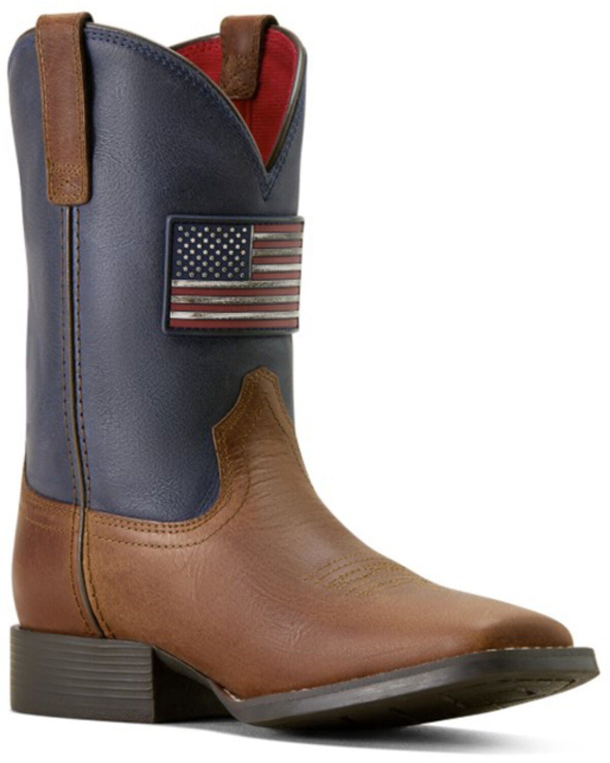 Ariat Boys' Freedom Rider Western Boots - Broad Square Toe, Navy, hi-res