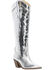 Image #1 - Frye Women's Sara Metallic Tall Western Boots - Round Toe, Silver, hi-res