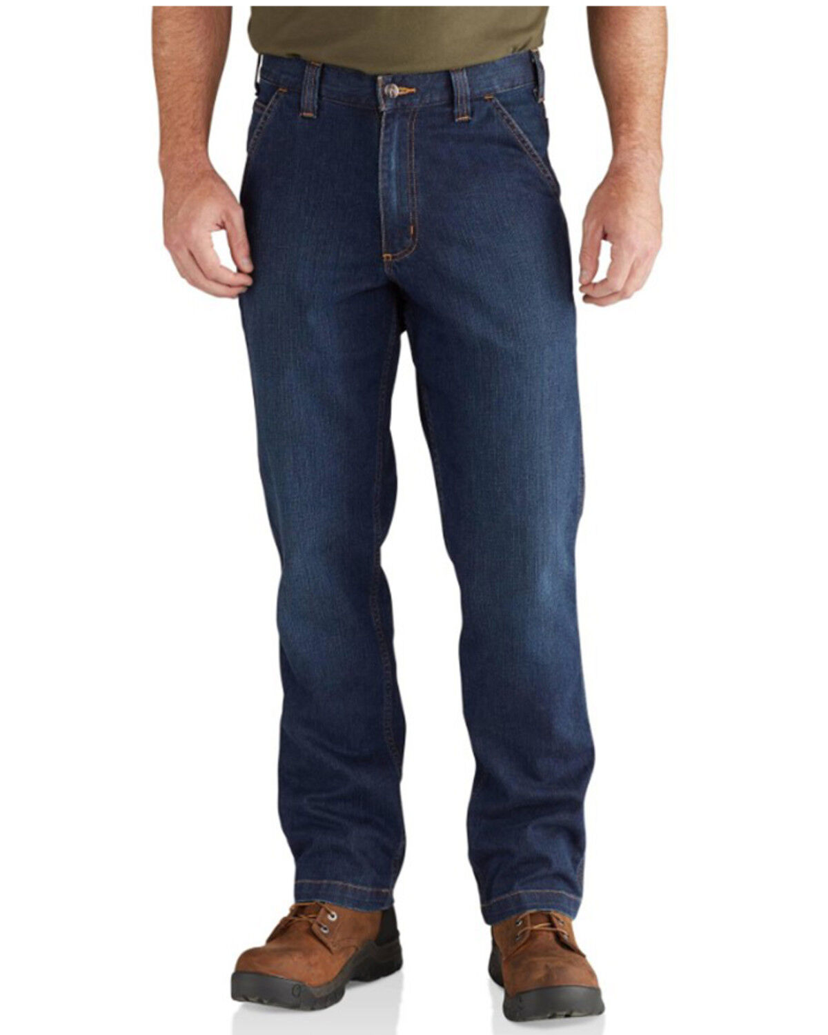 Image #1 - Carhartt Men's Full Swing Relaxed Fit Dungaree Work Jeans - Big, Dark Blue, hi-res