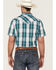 Gibson Men's Blue Horizon Plaid Short Sleeve Snap Western Shirt , Cream, hi-res