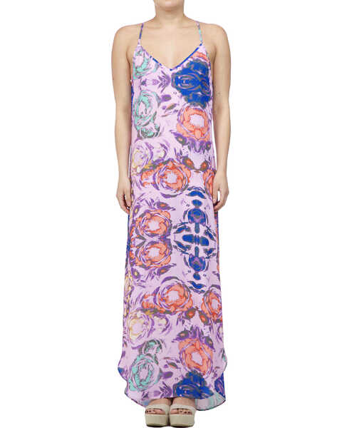 Image #1 - Glam Women's Sleeveless Floral Maxi Dress , Multi, hi-res