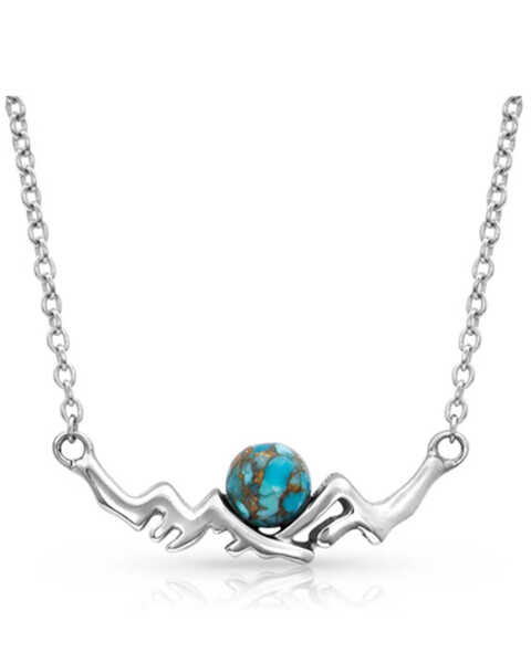 Image #1 - Montana Silversmiths Women's Pursue The Wild Another Mountain Turquoise Necklace, Silver, hi-res