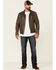 Image #2 - Mauritius Leather Men's Geoff Zip-Front Distressed Trucker Leather Jacket , Brown, hi-res