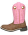 Image #3 - Smoky Mountain Little Girls' El Paso Western Boots - Broad Square Toe, Brown/pink, hi-res