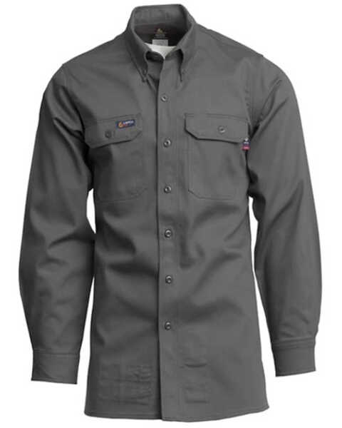 Image #1 - Lapco Men's FR Solid Long Sleeve Button-Down Western Work Shirt - Big & Tall, Grey, hi-res