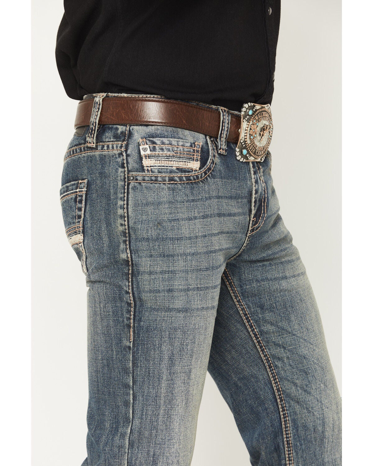 Image #2 - Rock & Roll Denim Men's Medium Wash Pistol Straight Denim Jeans, Medium Wash, hi-res