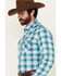 Image #2 - Wrangler Retro Men's Plaid Print Long Sleeve Snap Western Shirt, Turquoise, hi-res