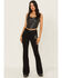Image #1 - Idyllwind Women's Outlaw High Rise Flare Embroidered Super Stretch Denim Jeans, Black, hi-res