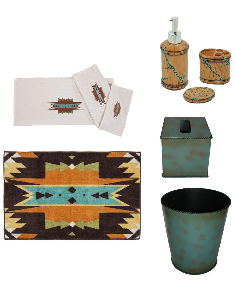 HiEnd Accents Turquoise Inlay 10pc Bath Accessory & Mesa Towel Set, Multi, hi-res