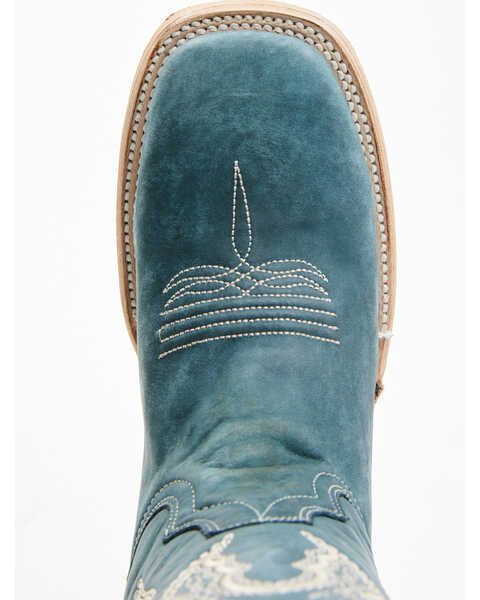 Image #6 - Corral Women's Distressed Embroidered Western Boots - Broad Square Toe , Blue, hi-res