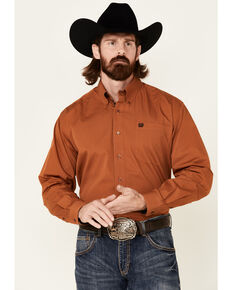 Cinch Men's Solid Rust Copper Long Sleeve Button-Down Western Shirt , Rust Copper, hi-res