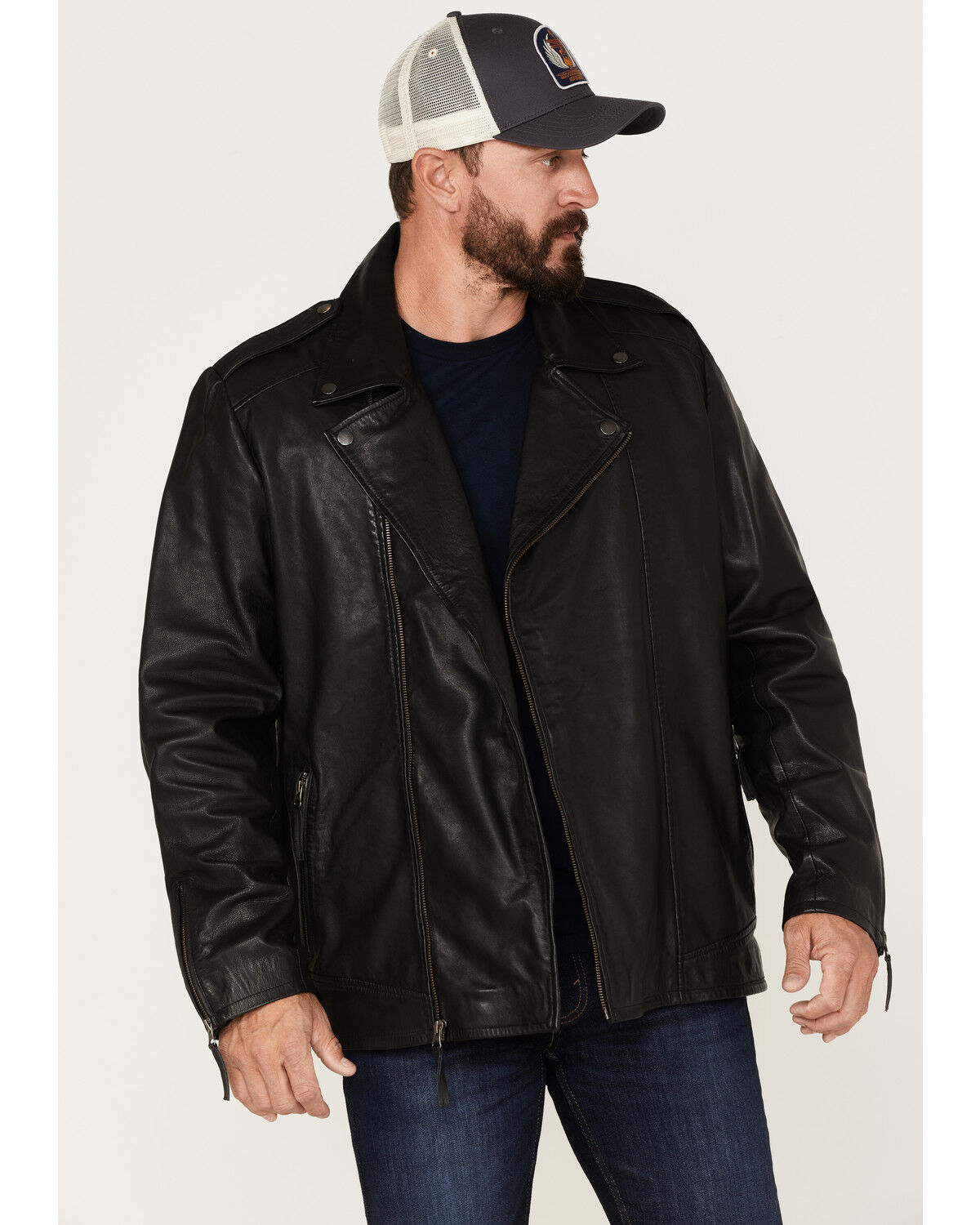 Image #1 - Moonshine Spirit Men's Glen Asymmetrical Moto Jacket, Black, hi-res