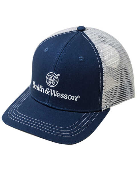 Image #1 - Smith & Wesson Classic Logo Trucker Hat, Navy, hi-res