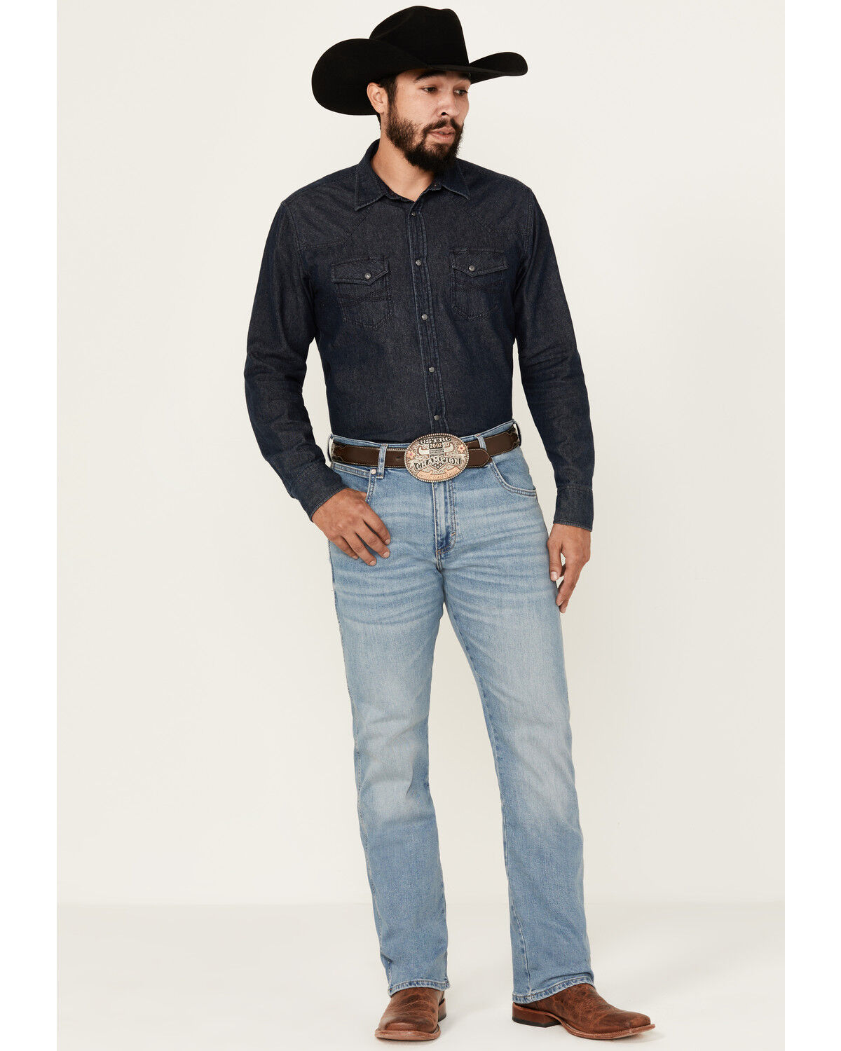 Image #1 - Wrangler Retro Men's Light Wash Flintlock Slim Bootcut Stretch Denim Jeans, Light Wash, hi-res