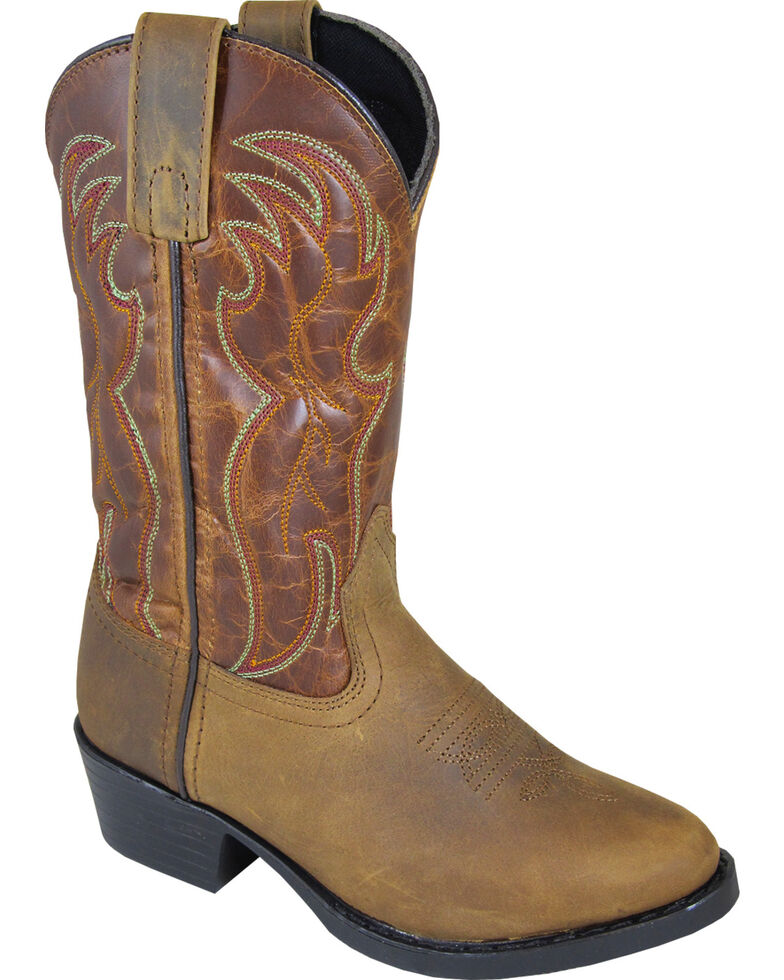 Smoky Mountain Boys' Tonto Western Boot - Round Toe, Brown, hi-res