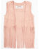 Image #1 - Fornia Toddler Girls' Fringe Faux Suede Vest, Pink, hi-res