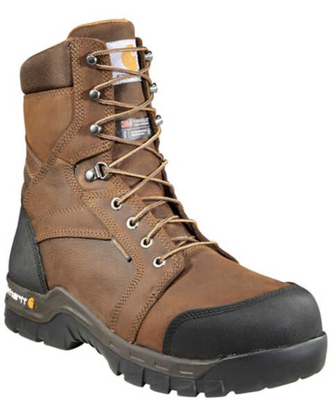 Image #1 - Carhartt Men's 8" Rugged Flex Waterproof Insulated Work Boots - Composite Toe, Dark Brown, hi-res