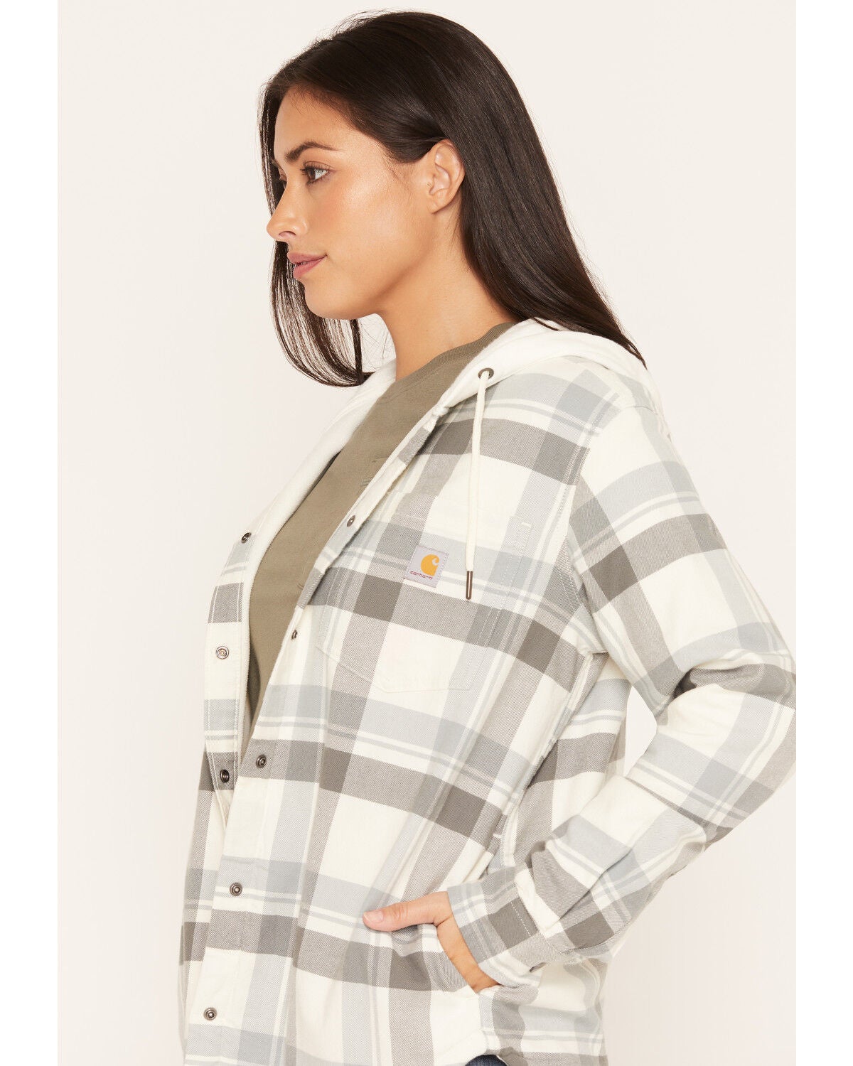 Image #2 - Carhartt Women's Rugged Flex Hamilton Plaid Print Shirt Jacket, Blue, hi-res