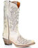 Image #1 - Corral Girls' Glitter Inlay Boots - Snip Toe, White, hi-res