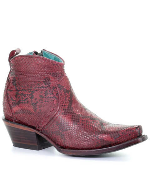 Corral Women's Red Python Fashion Booties - Snip Toe, Red, hi-res