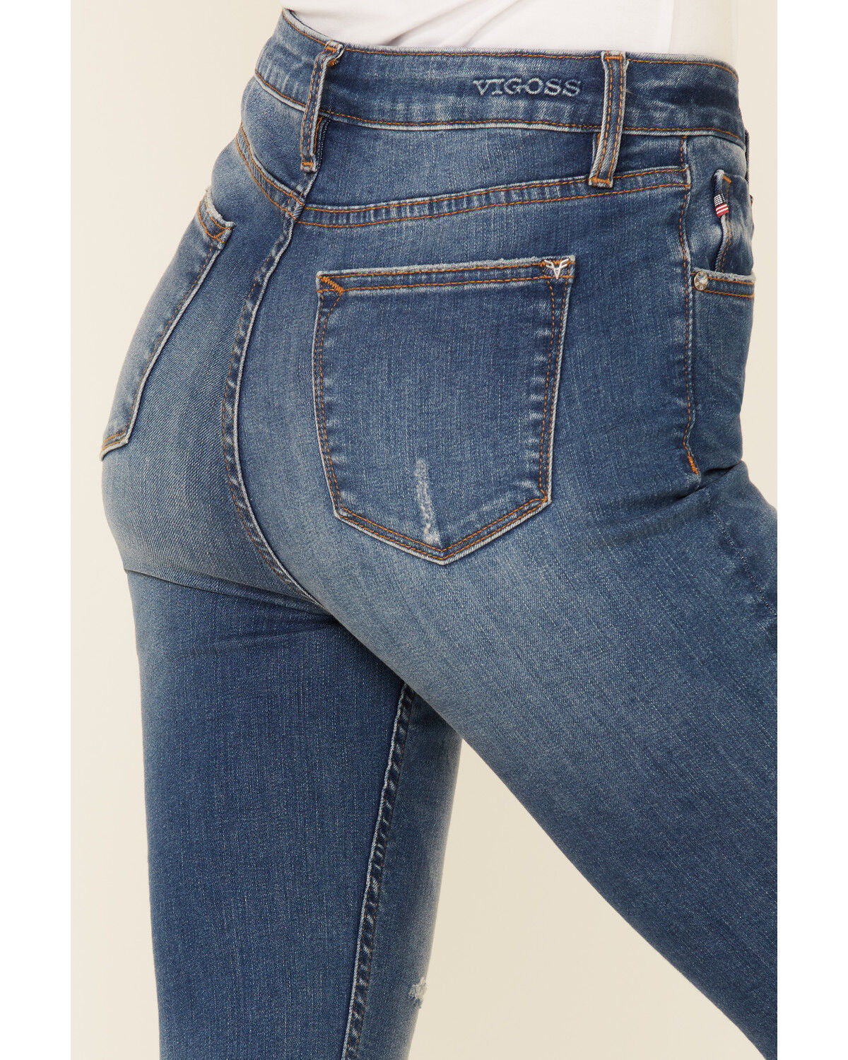 Image #3 - VIGOSS Women's High Rise Button Front Gwen Cropped Flare Jeans, Blue, hi-res