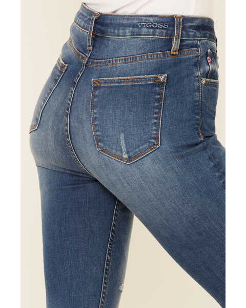 Image #3 - VIGOSS Women's High Rise Button Front Gwen Cropped Flare Jeans , Blue, hi-res