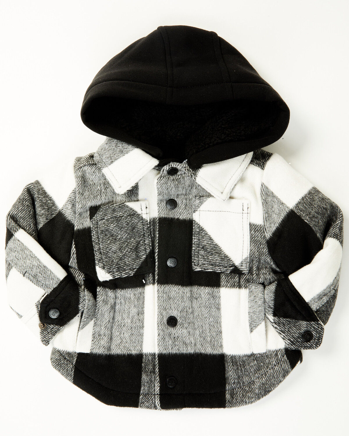 Image #1 - Urban Republic Infant Boys' Plaid Print Snap Hooded Jacket, Black, hi-res
