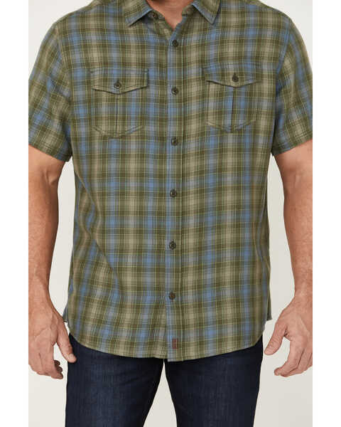Image #3 - Brothers and Sons Men's Plaid Casual Woven Short Sleeve Button-Down Western Shirt , Olive, hi-res