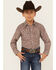 Roper Boys' Floral Print Long Sleeve Western Snap Shirt, Brown, hi-res