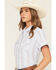 Image #2 - Ely Walker Women's Striped Short Sleeve Pearl Snap Western Shirt, Multi, hi-res