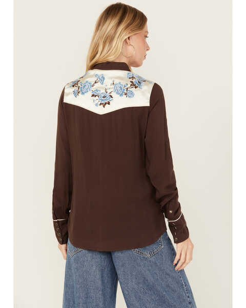 Image #4 - Stetson Women's Embroidered Yoke Long Sleeve Snap Western Shirt , Brown, hi-res