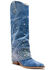 Image #1 - Azalea Wang Women's Mellow Embellished Denim Tall Boots - Snip Toe, Blue, hi-res