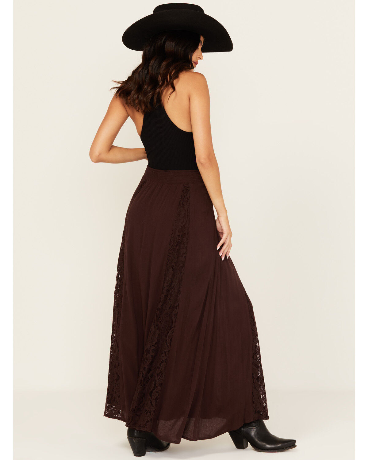 Image #3 - Shyanne Women's Lace Inset Maxi Skirt, Chocolate, hi-res