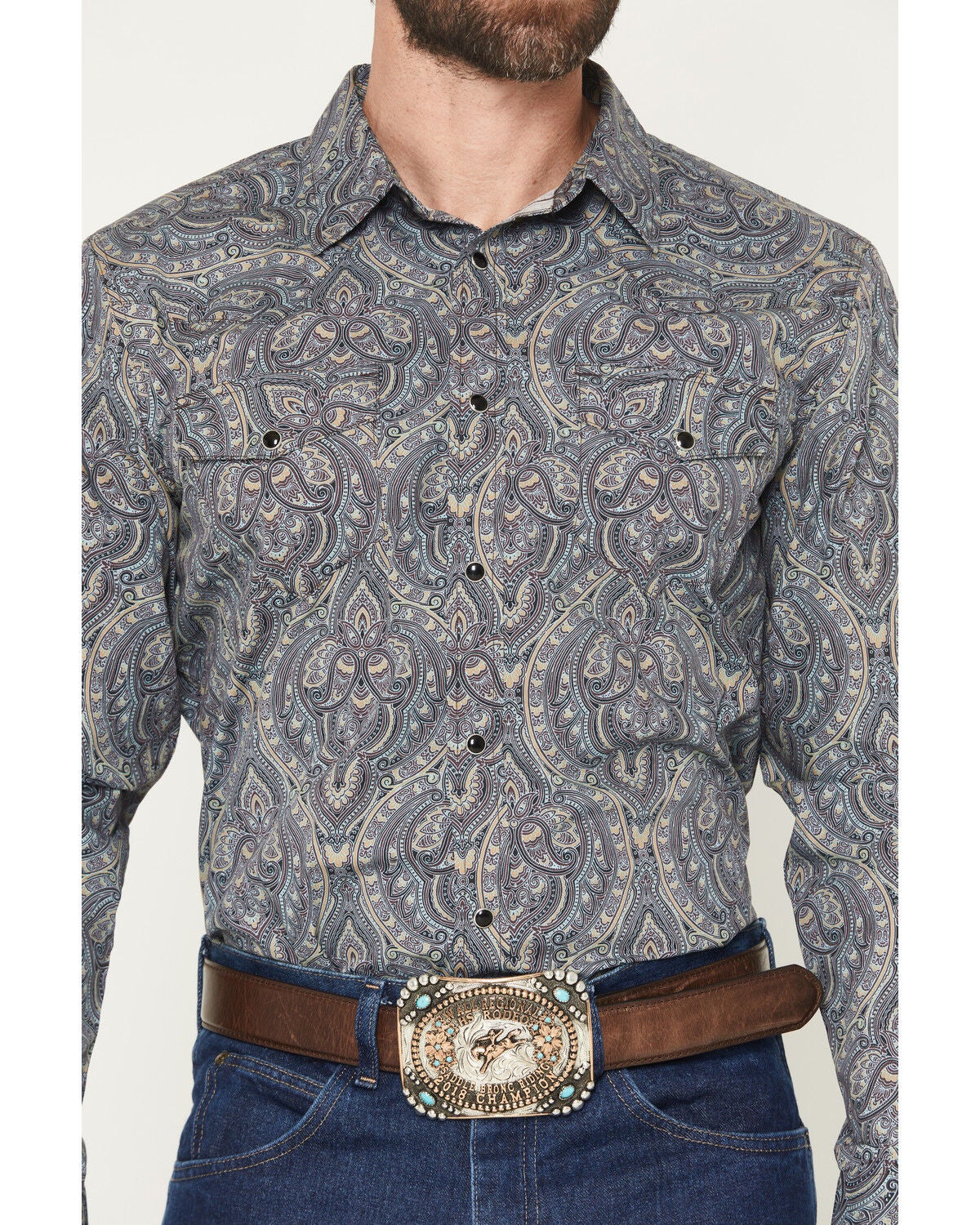Image #3 - Gibson Trading Co Men's Paisley Power Paisley Print Long Sleeve Snap Western Shirt, Multi, hi-res