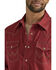 Image #2 - Wrangler Retro Men's Premium Solid Long Sleeve Snap Western Shirt , Dark Red, hi-res